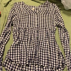 Black and white plaid blouse